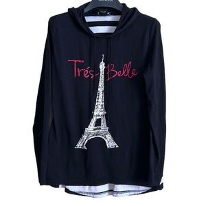 Paradisio‎ women’s top size large hooded Paris Eiffel Tower